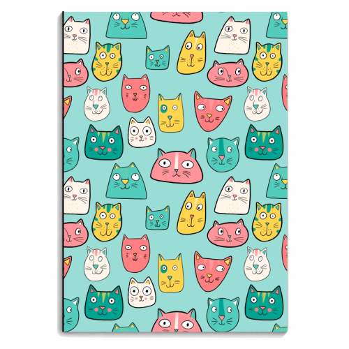 Cat Heads - Green - personalised A4, A5, A6 notebook by Drawn to Cats