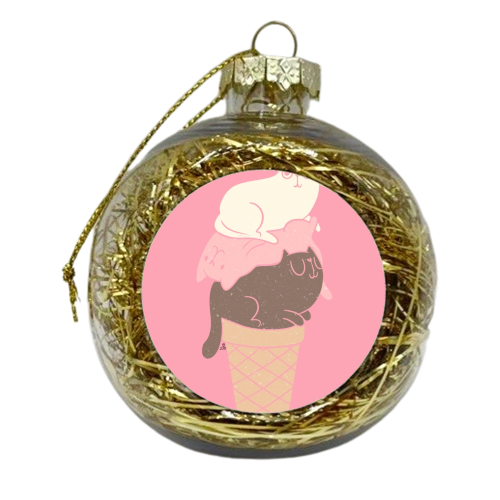 Cat Ice Cream - xmas bauble by Alice Palazon