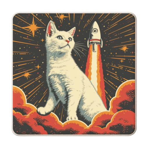 Cat in space - personalised beer coaster by DejaReve