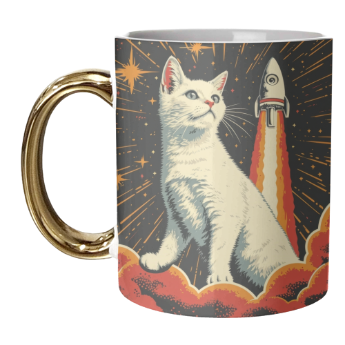 Cat in space - unique mug by DejaReve