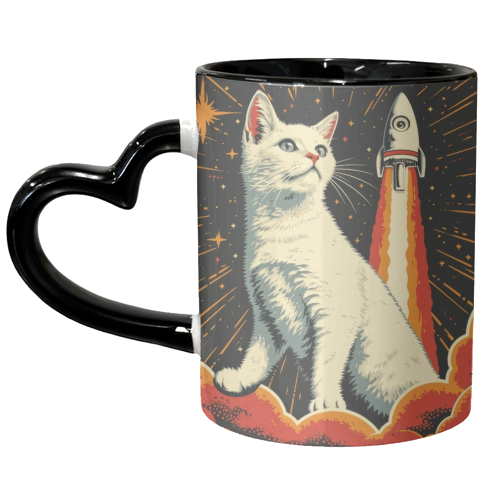 Cat in space - unique mug by DejaReve