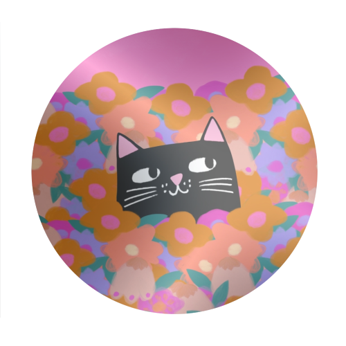 Cat In The Flowers - Circle Sticker by The Paper Tail