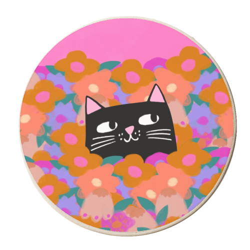 Cat In The Flowers - personalised beer coaster by The Paper Tail