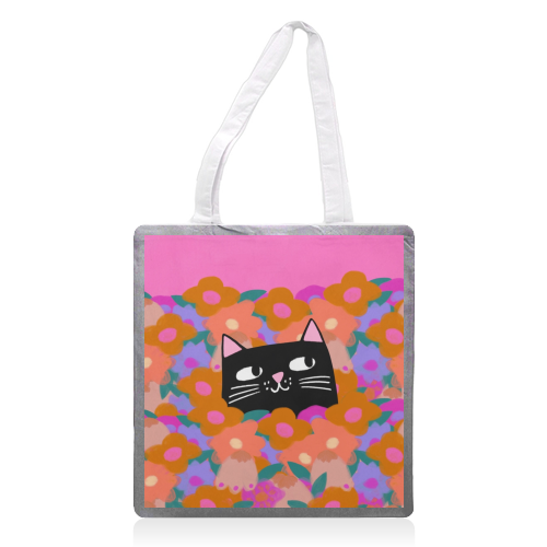 Cat In The Flowers - printed canvas tote bag by The Paper Tail