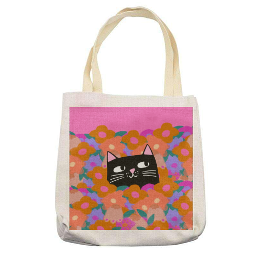Cat In The Flowers - printed canvas tote bag by The Paper Tail