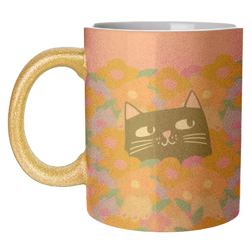 Cat In The Flowers - unique mug by The Paper Tail
