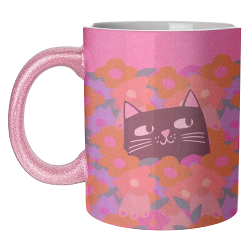 Cat In The Flowers - unique mug by The Paper Tail