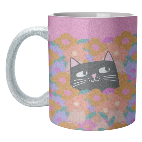Cat In The Flowers - unique mug by The Paper Tail