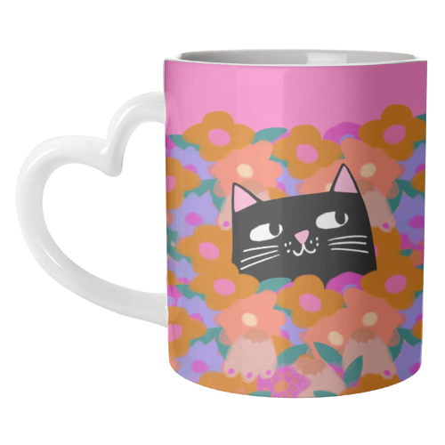 Cat In The Flowers - unique mug by The Paper Tail