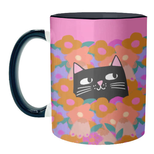 Cat In The Flowers - unique mug by The Paper Tail