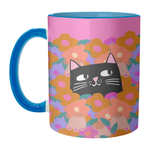 Cat In The Flowers - unique mug by The Paper Tail