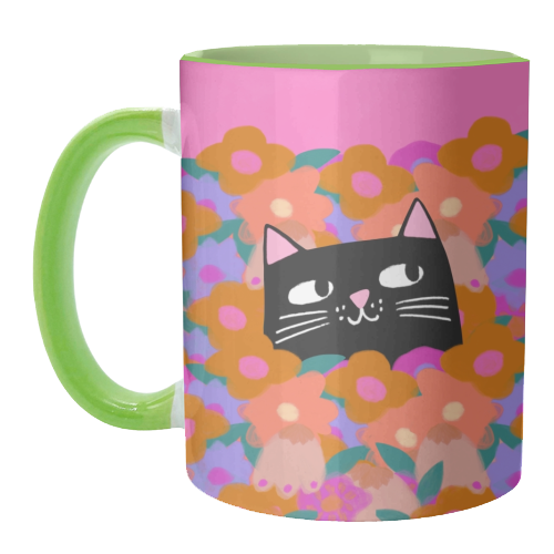 Cat In The Flowers - unique mug by The Paper Tail