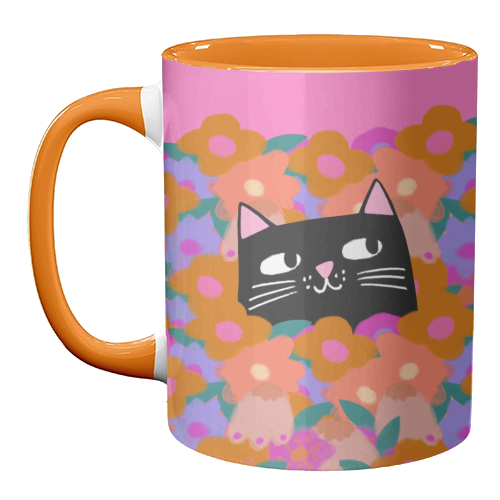 Cat In The Flowers - unique mug by The Paper Tail