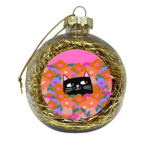 Cat In The Flowers - xmas bauble by The Paper Tail