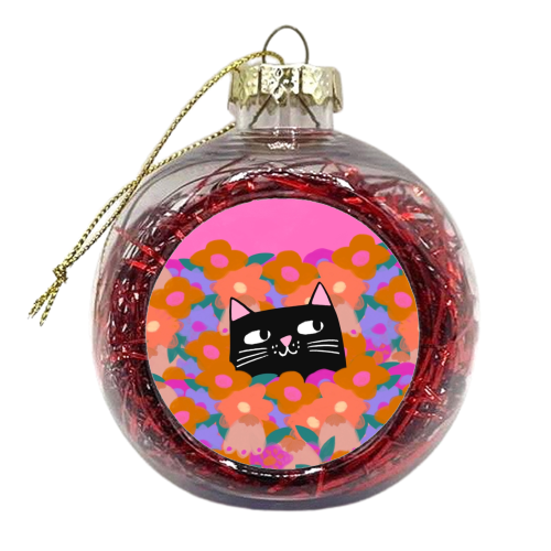 Cat In The Flowers - xmas bauble by The Paper Tail