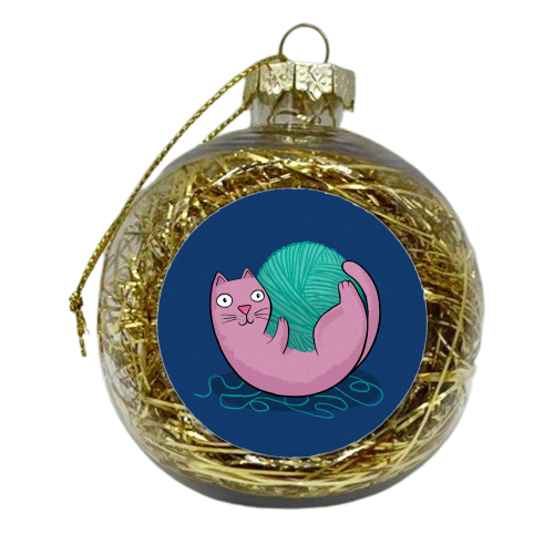 Cat Loves Wool - xmas bauble by Drawn to Cats