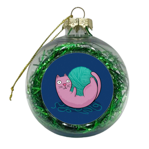 Cat Loves Wool - xmas bauble by Drawn to Cats