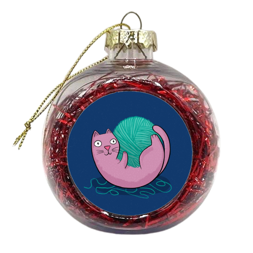 Cat Loves Wool - xmas bauble by Drawn to Cats