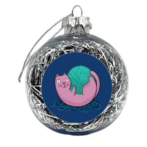 Cat Loves Wool - xmas bauble by Drawn to Cats