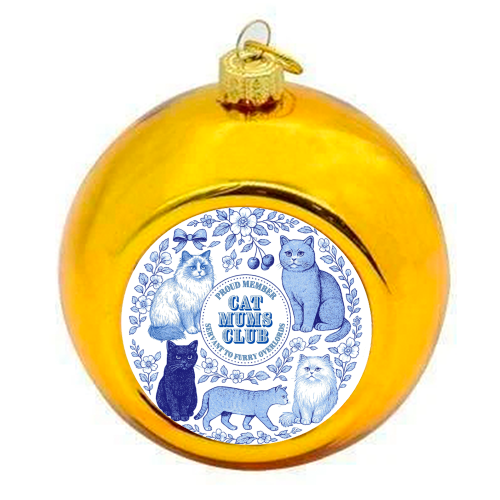 Cat Mums Club - colourful christmas bauble by Lilly Rose