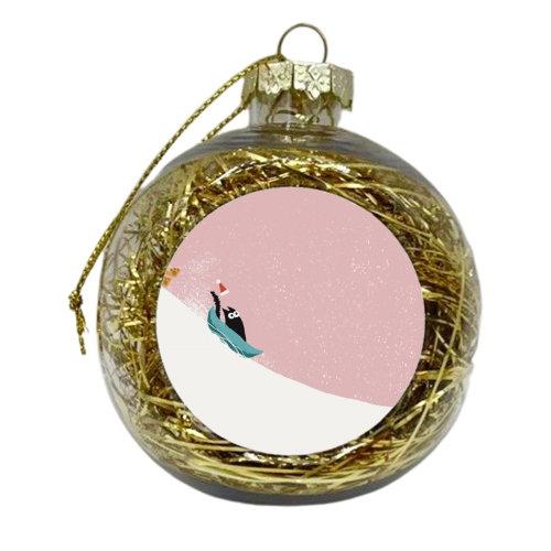 Cat on a sledge - xmas bauble by Giddy Kipper