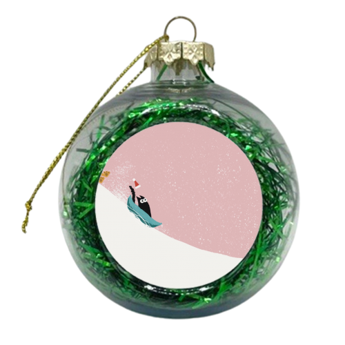 Cat on a sledge - xmas bauble by Giddy Kipper