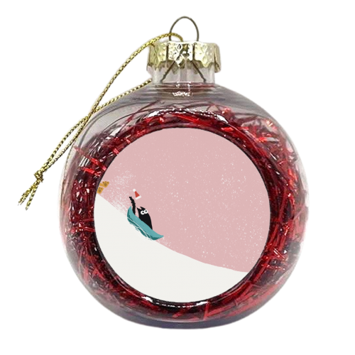 Cat on a sledge - xmas bauble by Giddy Kipper