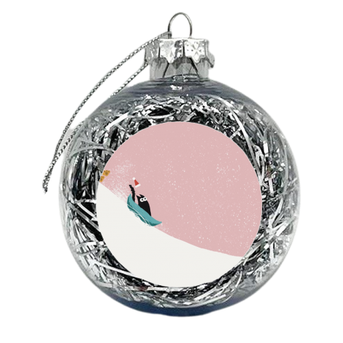 Cat on a sledge - xmas bauble by Giddy Kipper