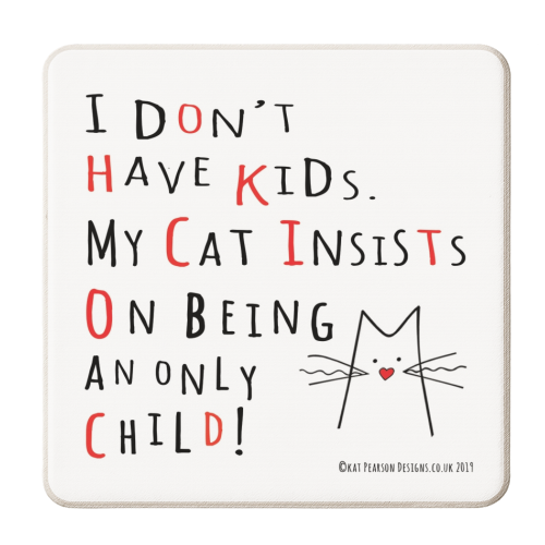 Cat - Only Child - personalised beer coaster by Kat Pearson