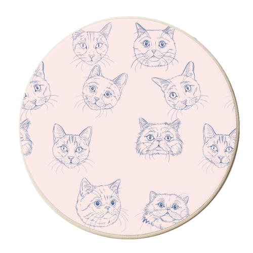 Cat Portrait Drawing Pattern - personalised beer coaster by Adam Regester
