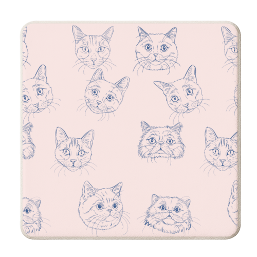Cat Portrait Drawing Pattern - personalised beer coaster by Adam Regester