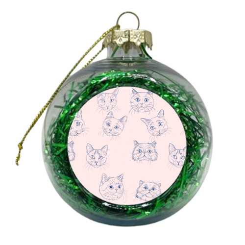 Cat Portrait Drawing Pattern - xmas bauble by Adam Regester