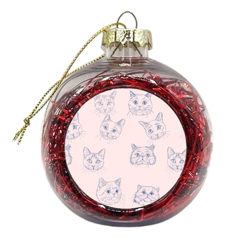 Cat Portrait Drawing Pattern - xmas bauble by Adam Regester