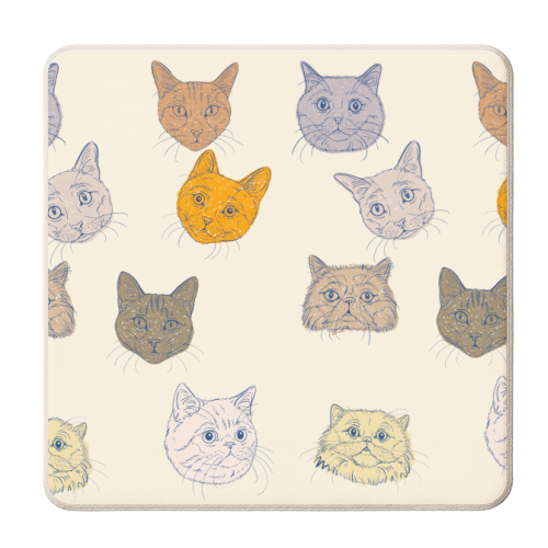 Cat Portrait Pattern - personalised beer coaster by Adam Regester