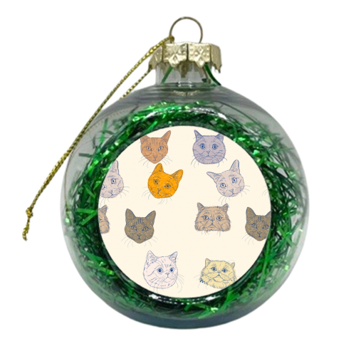 Cat Portrait Pattern - xmas bauble by Adam Regester