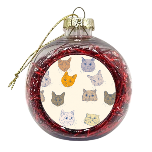 Cat Portrait Pattern - xmas bauble by Adam Regester