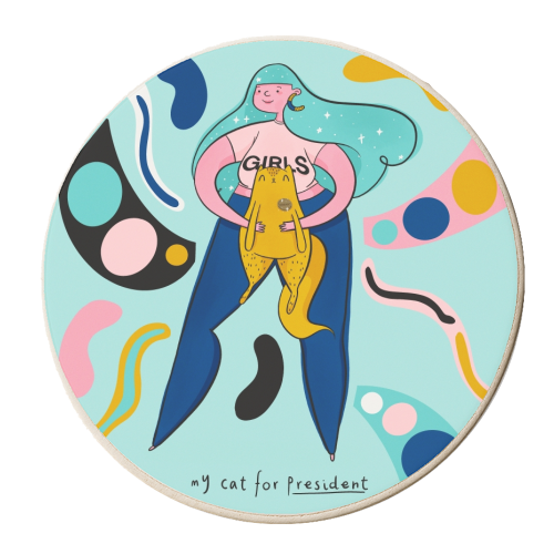 Cat President - personalised beer coaster by Alice Palazon