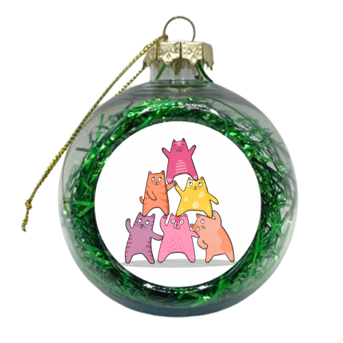 Cat Pyramid - xmas bauble by Drawn to Cats