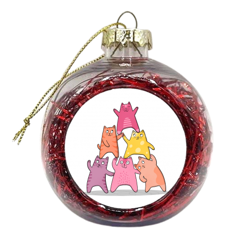 Cat Pyramid - xmas bauble by Drawn to Cats