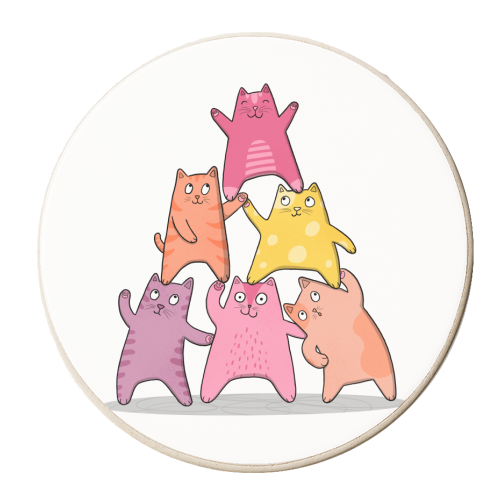 Cat Pyramid - personalised beer coaster by Drawn to Cats