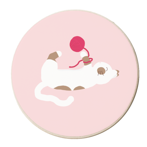 Cat with Wool - personalised beer coaster by Ella Seymour