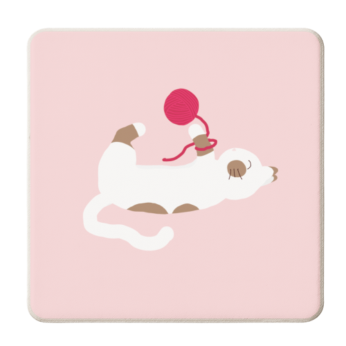 Cat with Wool - personalised beer coaster by Ella Seymour