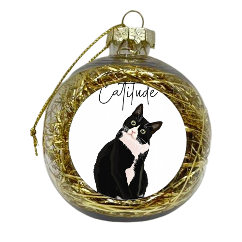Catitude Cat - xmas bauble by Toni Scott