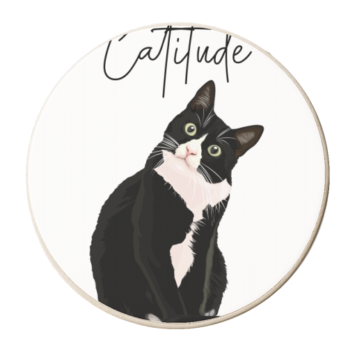 Catitude Cat - personalised beer coaster by Toni Scott