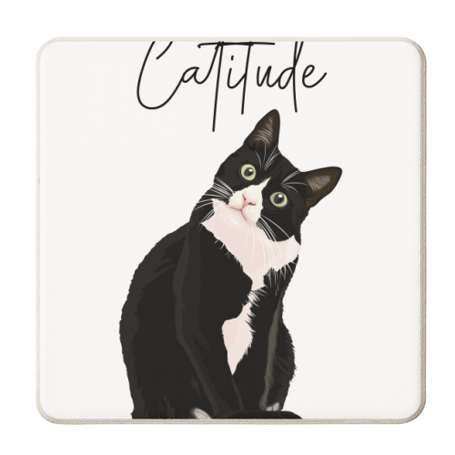Catitude Cat - personalised beer coaster by Toni Scott