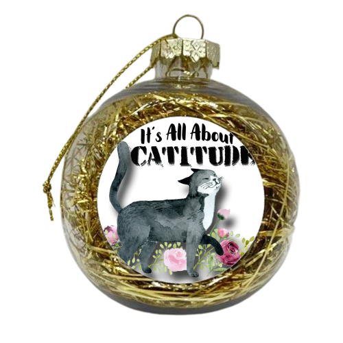 Catitude - xmas bauble by Eunice Buchanan