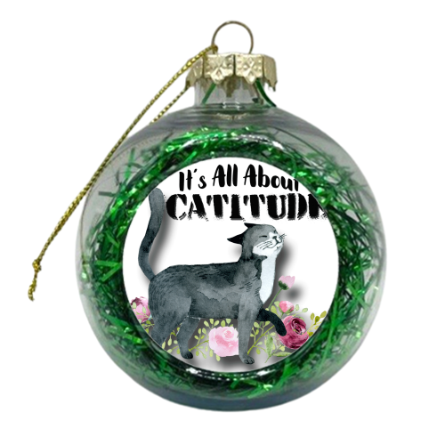Catitude - xmas bauble by Eunice Buchanan