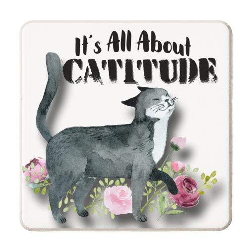 Catitude - personalised beer coaster by Eunice Buchanan