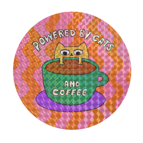 Cats And Coffee - Circle Sticker by The Paper Tail