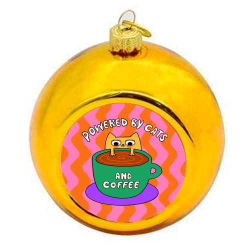 Cats And Coffee - colourful christmas bauble by The Paper Tail